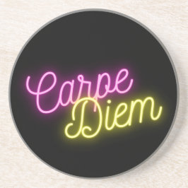 Moderne Neon Carpe Diem Word Art Zandsteen Onderzetter