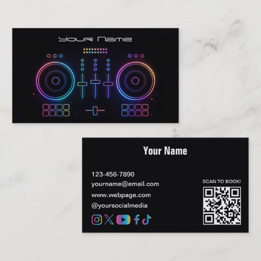Moderne Neon DJ  Visitekaartje (Voorkant / Achterkant)