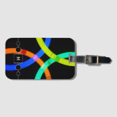 Moderne neon en zwart monogram onderscheidend bagagelabel (Voorkant (horizontaal))