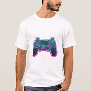 Moderne Neon Gamecontroller Witte Katoenen T-Shirt