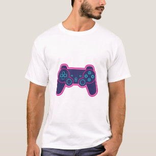 Moderne Neon Gamecontroller Witte Katoenen T-Shirt
