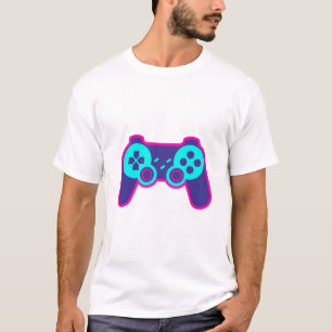 Moderne Neon Gamecontroller Witte Katoenen T-Shirt