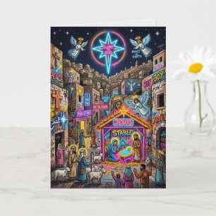 Moderne Neon Geboorte Kaart