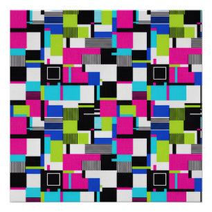 Moderne Neon Glitch Geometrische Kunstposter Perfect Poster