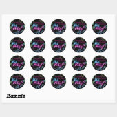 Moderne Neon Glow Black Pool Party Verjaardag Ronde Sticker (Vel)