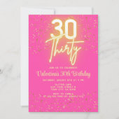 Moderne Neon Glow Hot Pink Gold Glitter 30 Verjaar Kaart (Voorkant)