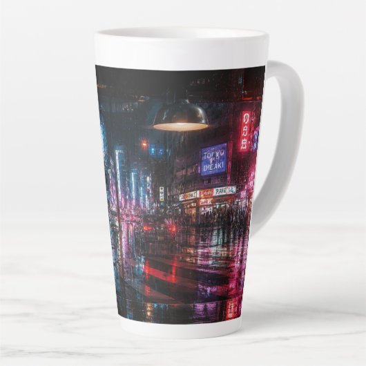Moderne Neon Glow Latte Mok (Rechterhoek)