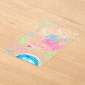 Moderne Neon Glow Waterverf Pool Party Verjaardag Acryl Uitnodigingen (Laagn)