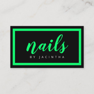Moderne Neon Green Black Nail-technicus Salon Chic Visitekaartje