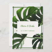 Moderne Neon Groen en Witte Tropische Save the Dat Kaart (Achterkant)