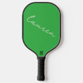Moderne Neon Groene Script Naam Pickleball Paddle (Achterkant)