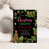 Moderne Neon Kerstfeest Kaart