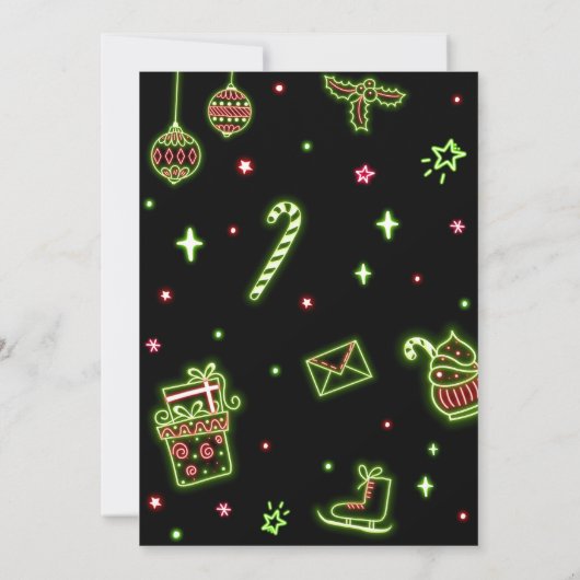 Moderne Neon Kerstfeest Kaart (Achterkant)