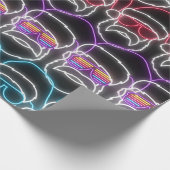 Moderne Neon Kerstman Cadeaupapier (Hoek)