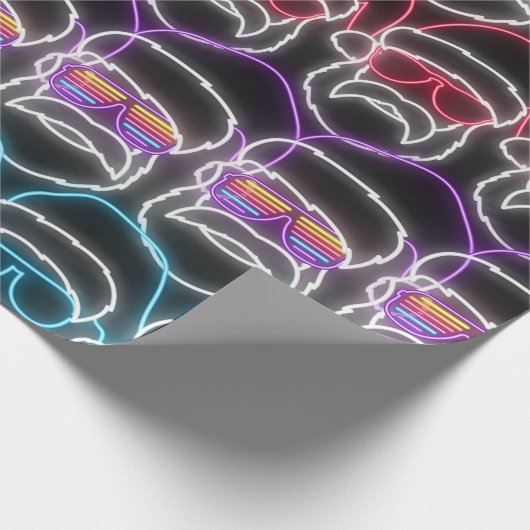 Moderne Neon Kerstman Cadeaupapier (Hoek)