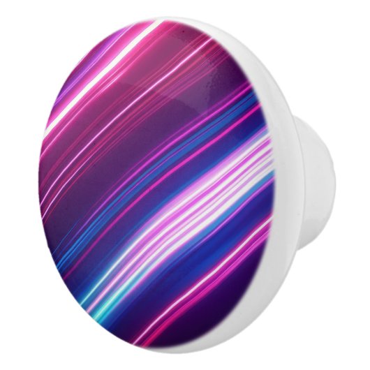 Moderne Neon Lichtstreep Abstract Design Keramische Knop (Rechts)