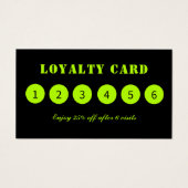 Moderne Neon Limoen Black Loyalty Kaarten Visitekaartje (Voorkant)