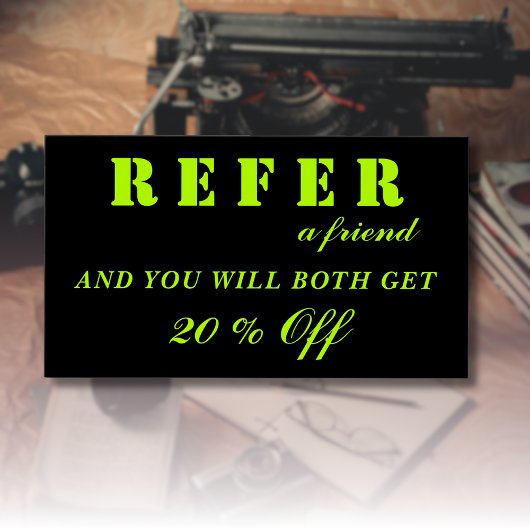 Moderne Neon Limoen Black Referral Kaarten Visitekaartje