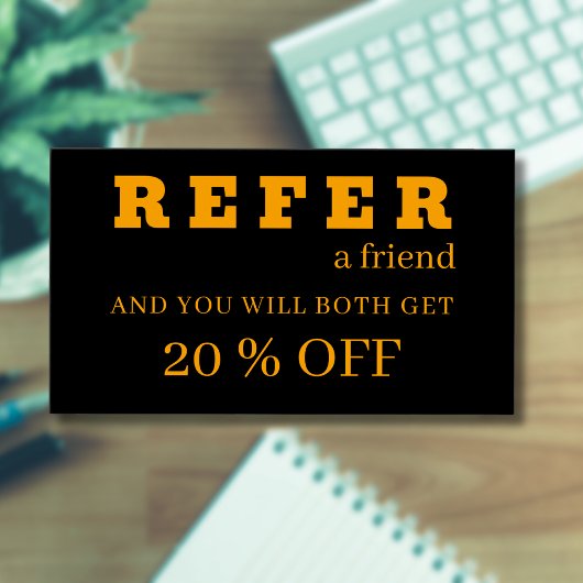 Moderne Neon Oranje Zwarte Referral Kaarten Visitekaartje