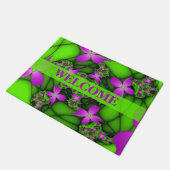 Moderne Neon Pink Green Fractal Art Flowers Welkom Deurmat (Schuin)