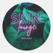 Moderne Neon Pink Skin Lounge Business Ronde Sticker (Voorkant)