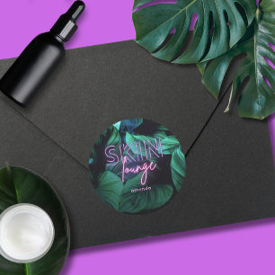 Moderne Neon Pink Skin Lounge Business Ronde Sticker