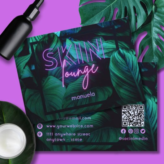 Moderne Neon Pink Skin Lounge QR Code Professional Visitekaartje