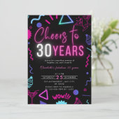 Moderne Neon Proost 30 jaar 30ste verjaardag Kaart (Staand voorkant)