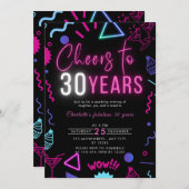 Moderne Neon Proost 30 jaar 30ste verjaardag Kaart (Voorkant / Achterkant)