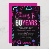 Moderne Neon Proost 60 jaar 60ste verjaardag Kaart (Voorkant / Achterkant)