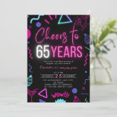 Moderne Neon Proost 65 jaar 65e verjaardag Kaart (Staand voorkant)