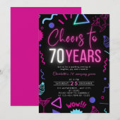 Moderne Neon Proost op 70 jaar 70ste verjaardagsfe Kaart (Voorkant / Achterkant)