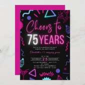 Moderne Neon Proost op 75 jaar 75e verjaardag Kaart (Voorkant / Achterkant)