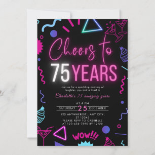 Moderne Neon Proost op 75 jaar 75e verjaardag Kaart