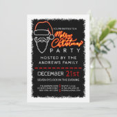 Moderne Neon Red verlicht kerstfeest Kaart (Staand voorkant)