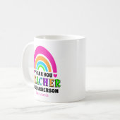 Moderne Neon regenboog leraar dank u geschenk Koffiemok (Voorkant links)