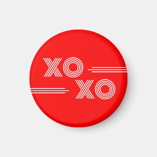 Moderne Neon Rood en Wit XOXO Valentijn Magneet (Voorkant)