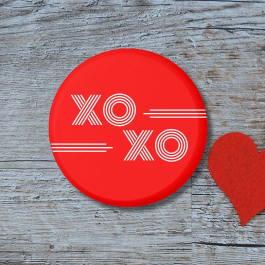 Moderne Neon Rood en Wit XOXO Valentijn Magneet