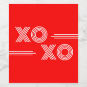 Moderne Neon Rood en Wit XOXO Valentijn Wijn Etiket (Enkel label)