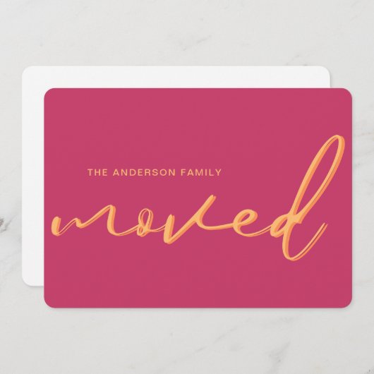 Moderne Neon Roze Bright Nieuw Adres Bewegend Aankondiging (Voorkant / Achterkant)