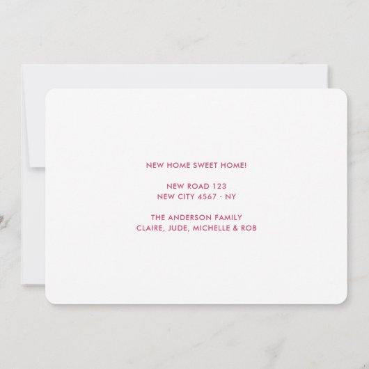 Moderne Neon Roze Bright Nieuw Adres Bewegend Aankondiging (Achterkant)