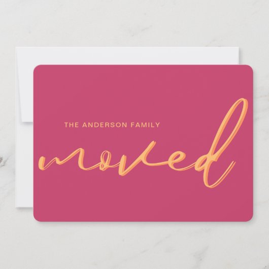 Moderne Neon Roze Bright Nieuw Adres Bewegend Aankondiging (Voorkant)