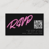 Moderne Neon Roze Glow Black Wedding RSVP Informatiekaartje (Voorkant)