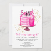 Moderne neon roze gouden taart snijden girly Sweet Kaart (Voorkant)