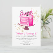 Moderne neon roze gouden taart snijden girly Sweet Kaart (Staand voorkant)