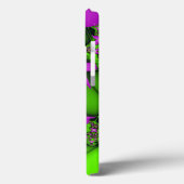 Moderne Neon Roze Groene Fractale Bloemen Monogram Case-Mate iPhone Case (Achterkant / Links)