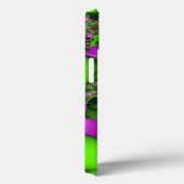 Moderne Neon Roze Groene Fractale Bloemen Monogram Case-Mate iPhone Case (Achterkant / Rechts)