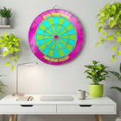 Moderne Neon Roze & Lime Groen "Vind Je Focus" Dartbord