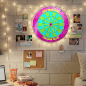 Moderne Neon Roze & Lime Groen "Vind Je Focus" Dartbord
