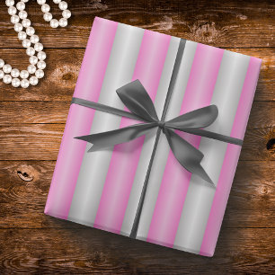 Moderne Neon Roze Strepen met 3D-effect Cadeaupapier